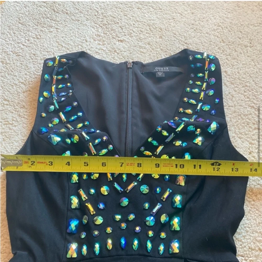 NWOT GUESS Black Dress with Blue Embellishments - Picture 8 of 9